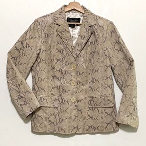 Terry Lewis Snakeskin Print Leather Jacket Blazer Women's Mob Wife